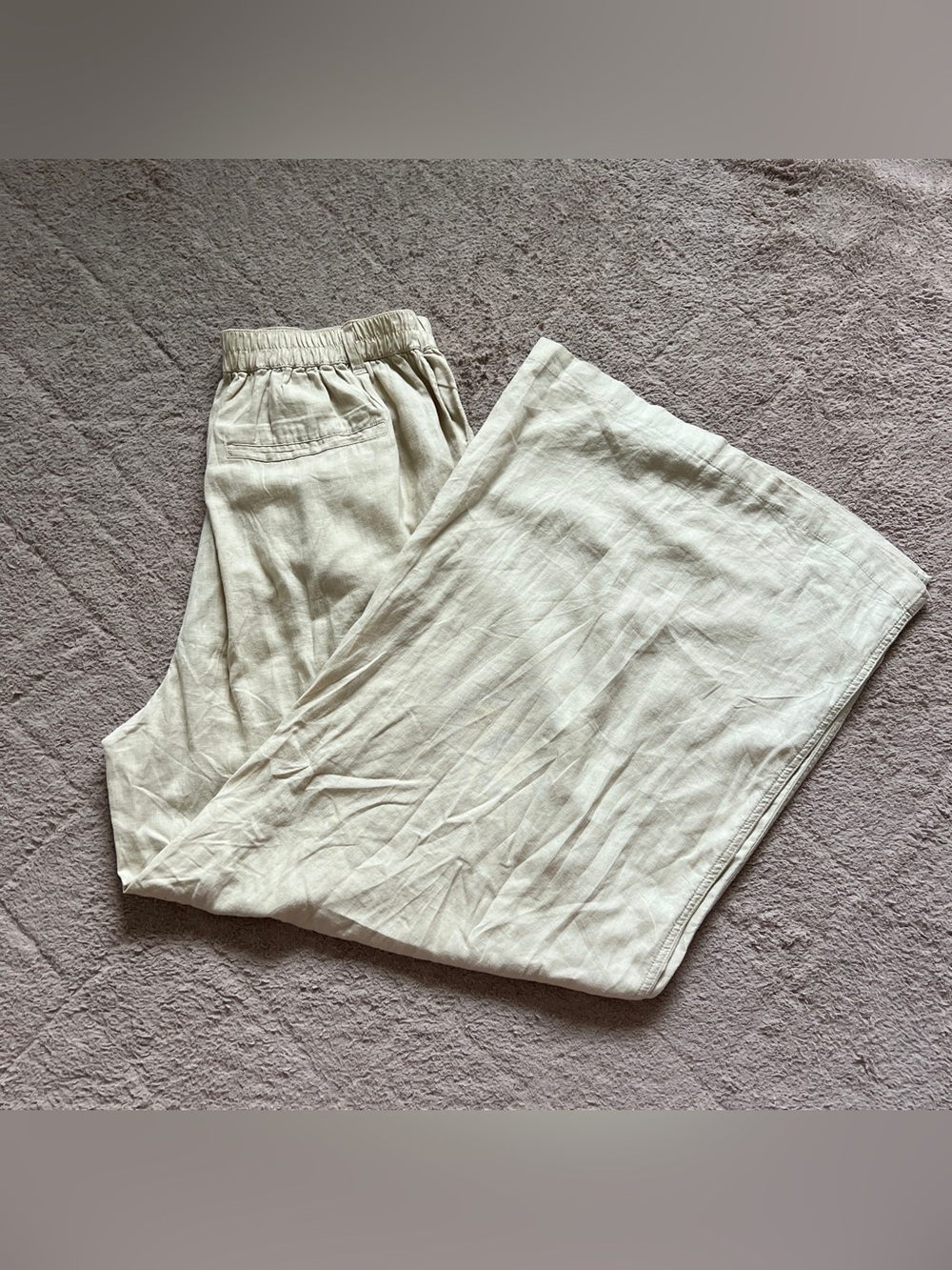 NWT Aerie Linen Blend Pants High Rise Wide Leg Minimal Capsule Office Chic Sz L